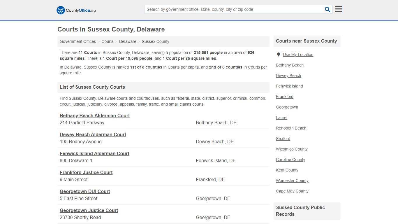 Courts - Sussex County, DE (Court Records & Calendars)