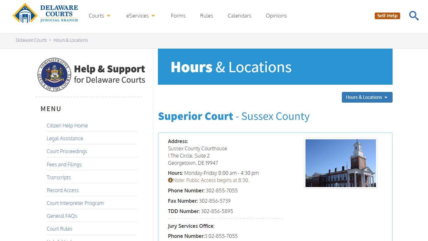 Superior Court: Sussex County Location - Delaware